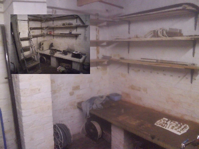 The shelving and work slab area.
